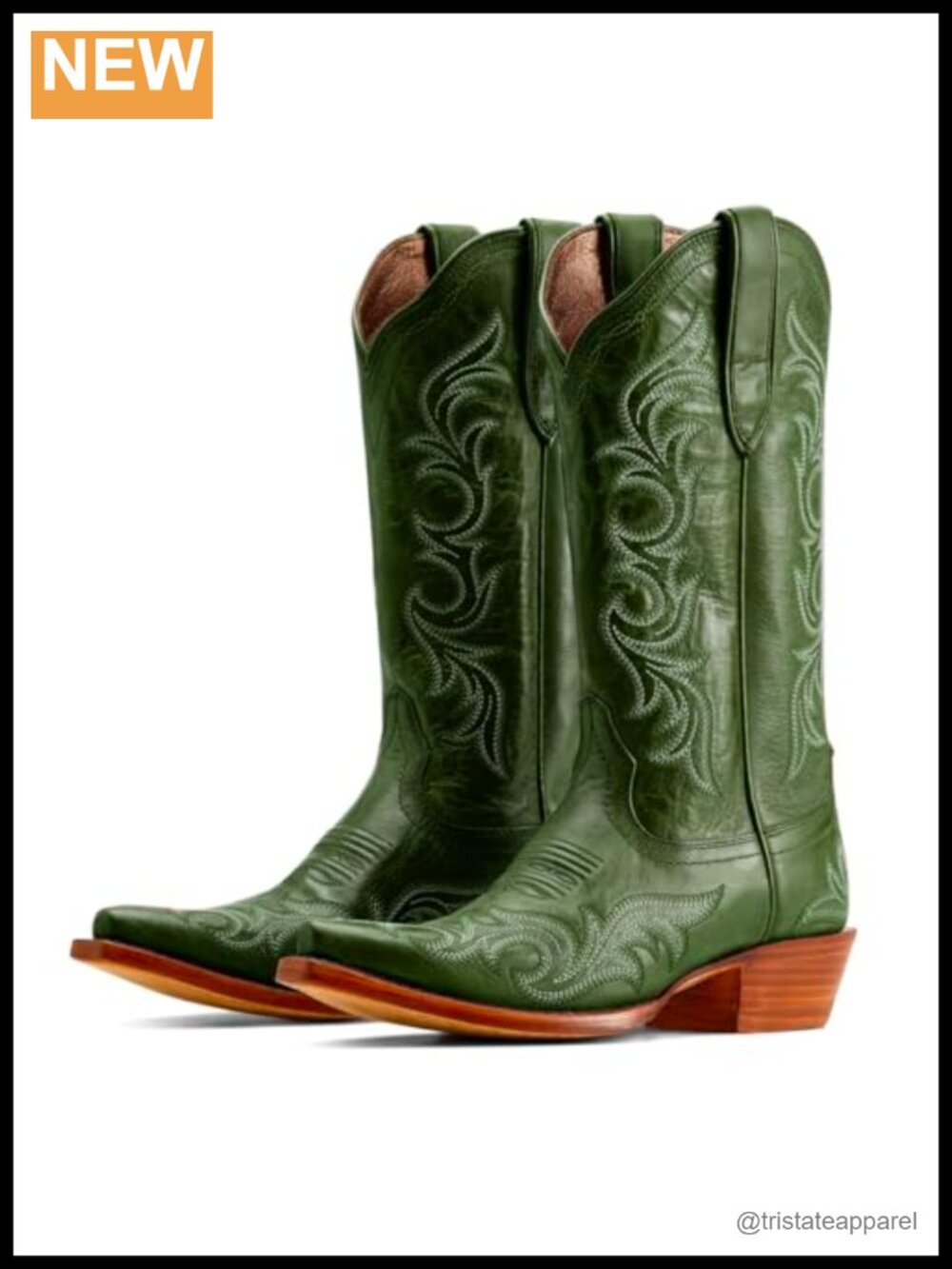 Vintage Embroidered Knee High Western Boots Chunky Stacked Heel Square Toe Mid